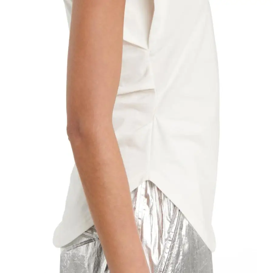 Женская белая футболка без рукавов с V-образным вырезом тонкая плиссированная