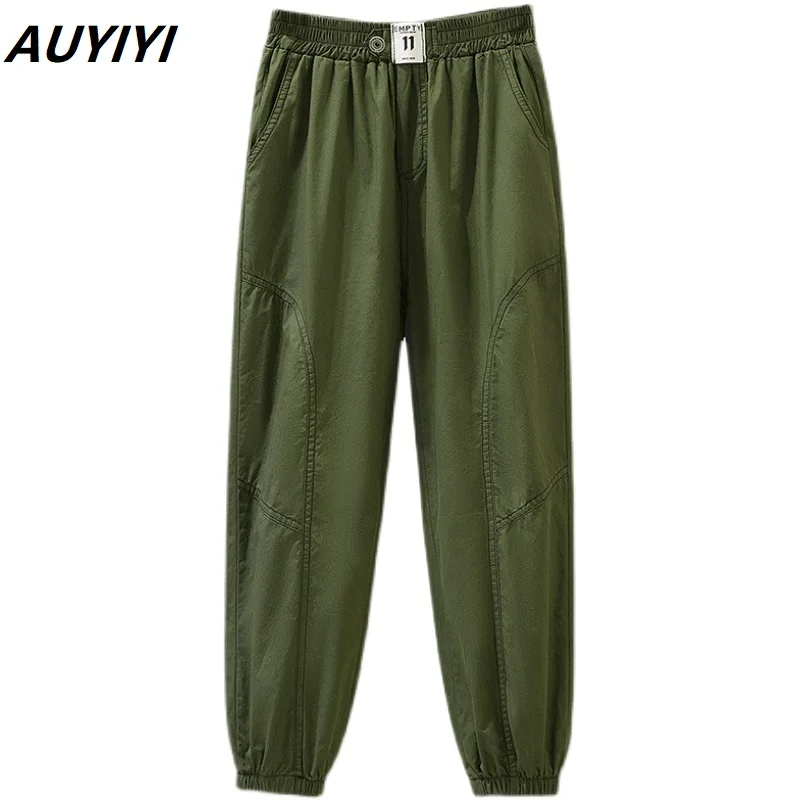 

AUYIYI Carrot Pants 2021 Fall Thin Fashion Large Size Women's High Waist Topline Harlan Beam Pants Loose Overalls
