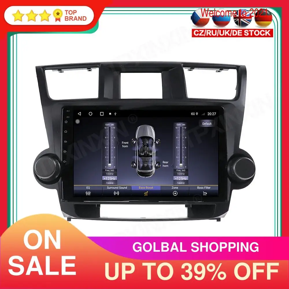 

128G Android 10,0 для Toyota Highlander 2009-2013 Автомобильный мультимедийный плеер GPS-навигация головное устройство радио аудио стерео магнитофон