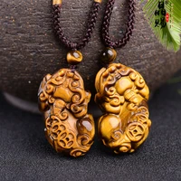 natural yellow tiger eye flash light pendant gemstone wealthy pi xiu carved 37x22mm natural necklace drop shipping aaaaa
