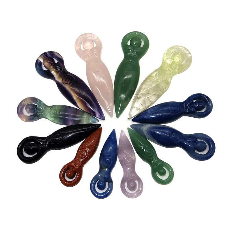 

3 шт., различные материалы, оптовая продажа, индивидуальные подвески для статуй богини из натурального хрусталя