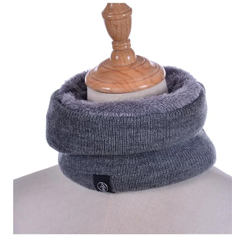 

2022 New Neck Scarf Winter Women Men Solid Knitting Collar Thick Warm Velveted Rings Scarves High Quality All—match Muffler
