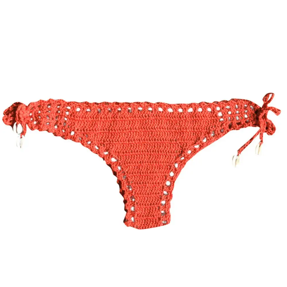 Summer Ladies Vintage Beach Crochet Panties Vacation Shell Bikini Swim Shorts Solid Low Waist Swimwear For Women 2020 Fashion | Спорт и