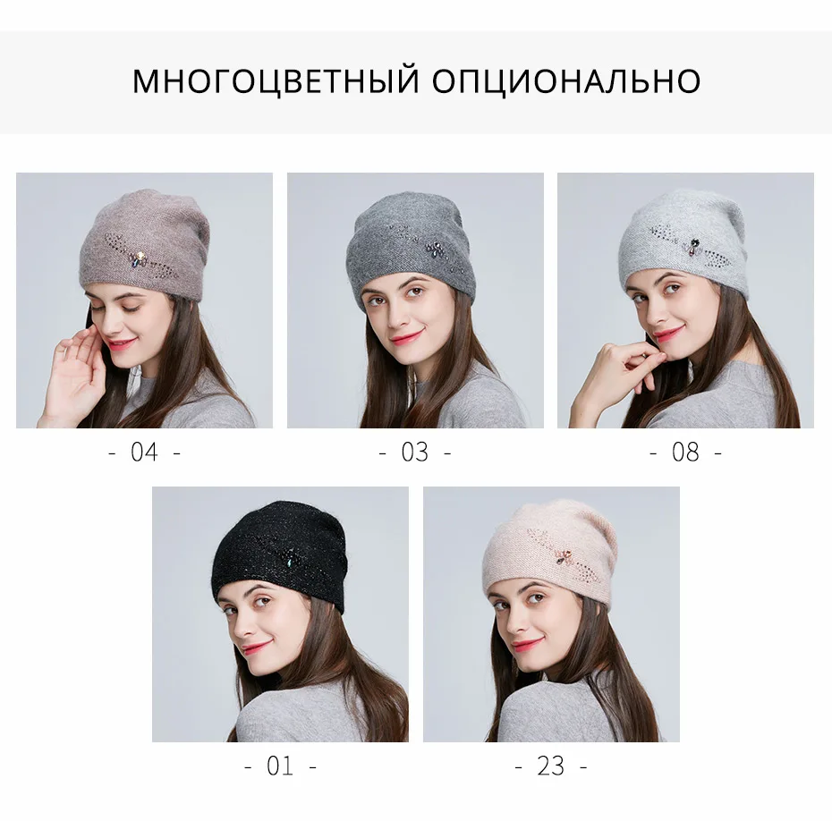 ICEbear Зимние трикотажные шапки для женщин Россия повседневные шапочки Ангорский кроличий мех Толстая теплая шапка для женщин E-MX19107