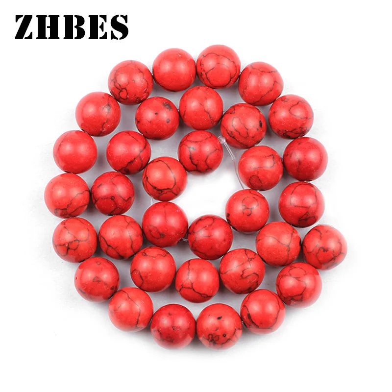 Red Synthetic Natural Stone Spacers Beads 4/6/8/10/12MM Red Round Loose Beads For Jewelry Making DIY Bracelet Accessories