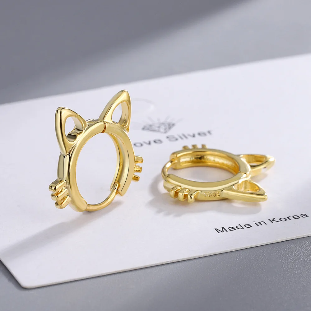 

Fashion Simple Cat Hoop Earrings Gold Metal Huggies Earrings For Women Jewelry Gift