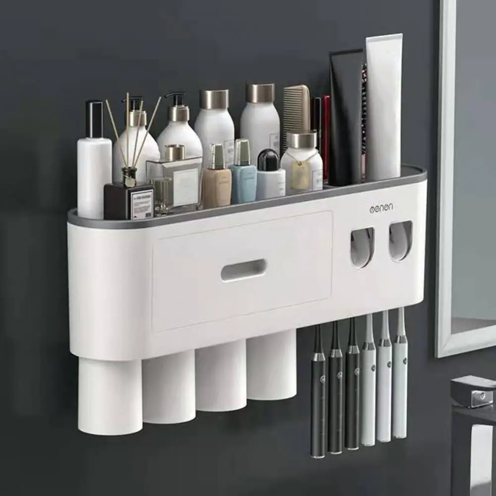 

Brushing Cup Rack Practical Sturdy Space Saving for Toilet Toothbrush Holder Toothpaste Dispenser