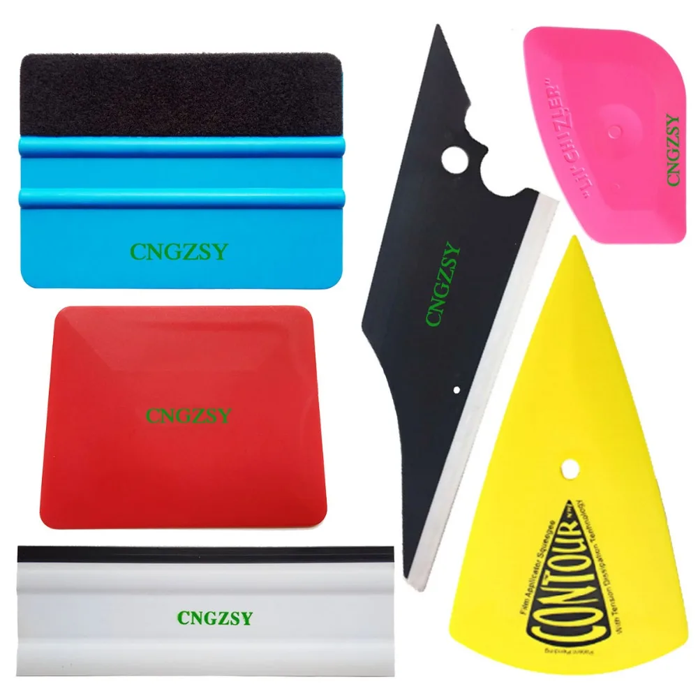 

CNGZSY 6pcs 3D Carbon Fiber Foil Scrapers Rubber Squeegee Glass Water Wiper Blade Car Vinyl Film Wrap Window Tinting Tools K69