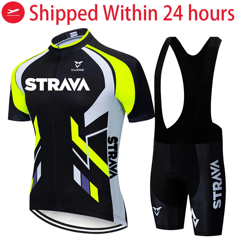 

STRAVA 2021 Pro Summer Cycling Jersey Set Mountain Bike Clothing MTB Bicycle Clothes Wear Maillot Ropa Ciclismo Men Cycling Set