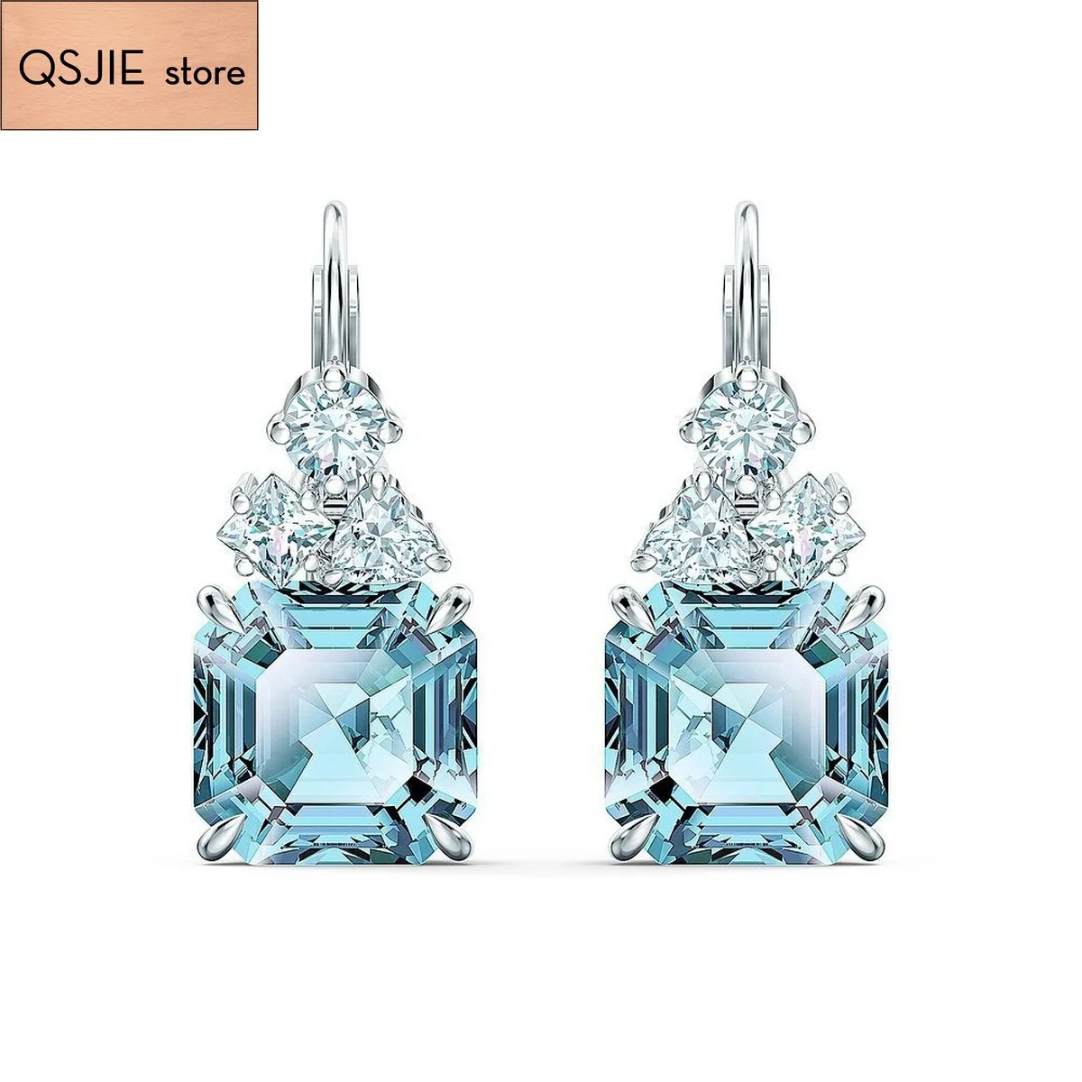 

Модные ювелирные изделия высокого качества SWA изысканные простые женские серьги с голубым кристаллом 2020