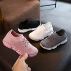 Детские кроссовки, Однотонные эластичные, сетчатые, спортивная обувь для бега, плоская подошва, модель 2020