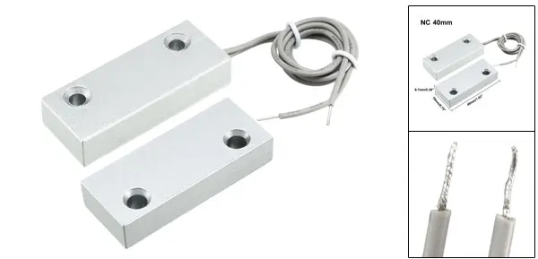 NC 40mm 1pcs Uxcell 1 шт. сигнализации системы безопасности дома двери гаража контакт Магнитный Геркон Серебряный серый охранной сигнализации системы - Цвет: NC 40mm 1pcs