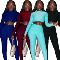 solid casual workout tracksuit women set pullover crop top and pants leggings 2 piece sets sweat suits female sportswear outfits