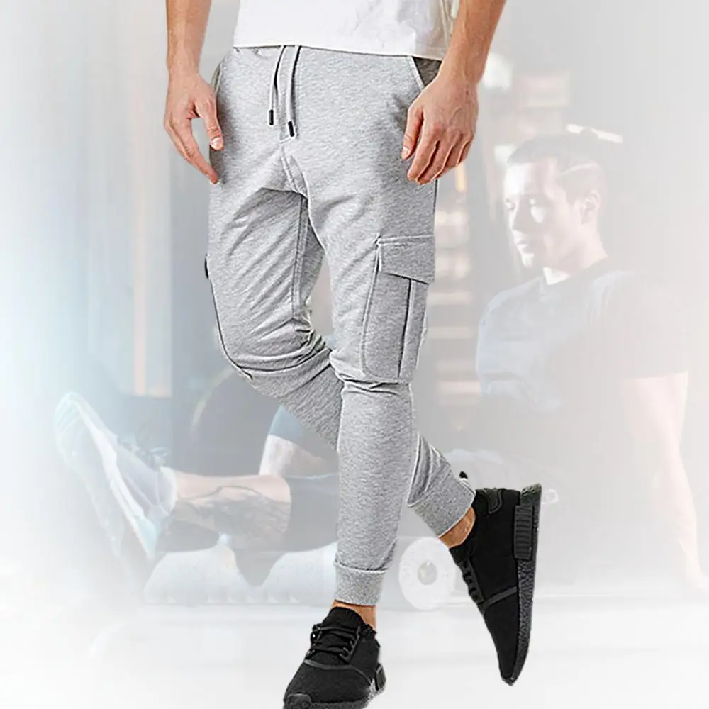 

2021 Newest Men Autumn Winter Casual Tight Solid Multi-pocket Running Sports Sweatpants