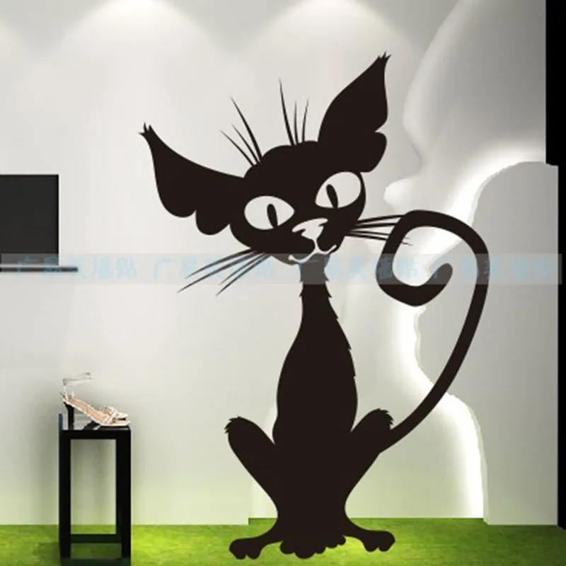 Счастливый Хэллоуин большие настенные наклейки кошка стекло переводные на окна
