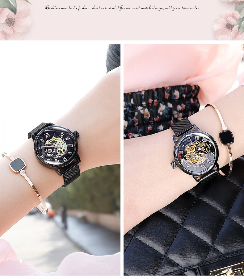 Reloj Mujer Montre Femme серебряные ЖЕНСКИЕ НАРЯДНЫЕ Часы Дамские автоматические механические часы с ремешком из нержавеющей стали