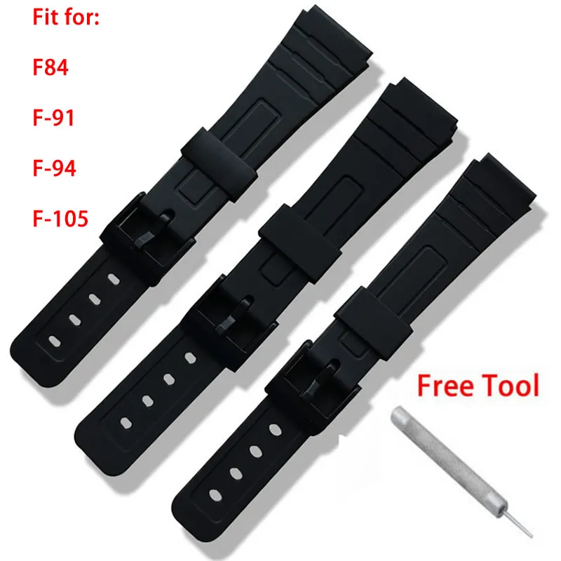 Ремешок для часов Jeathus из выпуклого полиуретана каучуковый силиконовый браслет 18