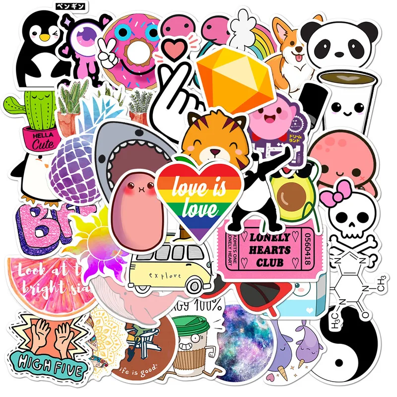 

10/50pcs pink VSCO Vinyl Stickers Girl Essential Stuff for Water Bottles Stickers Suitable for Luggage Laptop Trendy Stickers