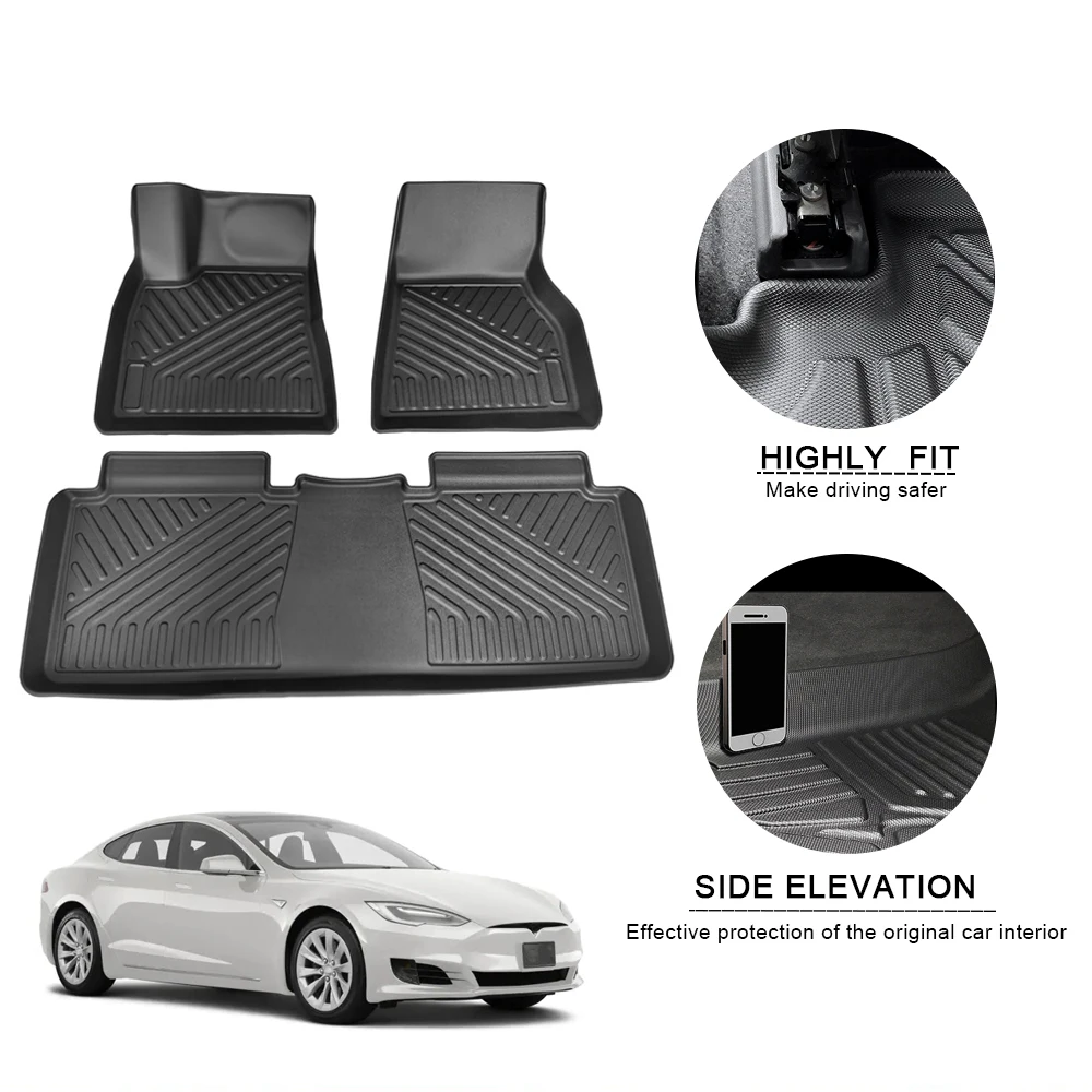 

Waterproof Non-Slip Floor Mat TPE Accessories For Tesla Model S 2016 2017 2018-2019 5Seat Car Fully Surrounded Special Foot Pad