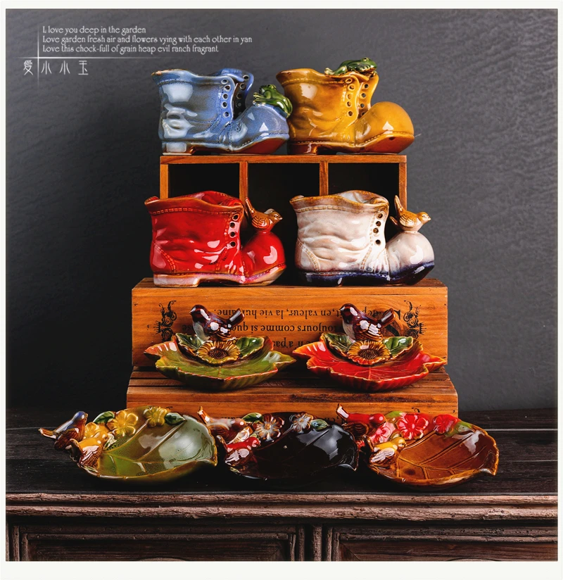 

Коробка для мыла с большой головкой, керамический Органайзер с декором в виде птичьих листьев, в европейском пасторальном стиле, милый подн...