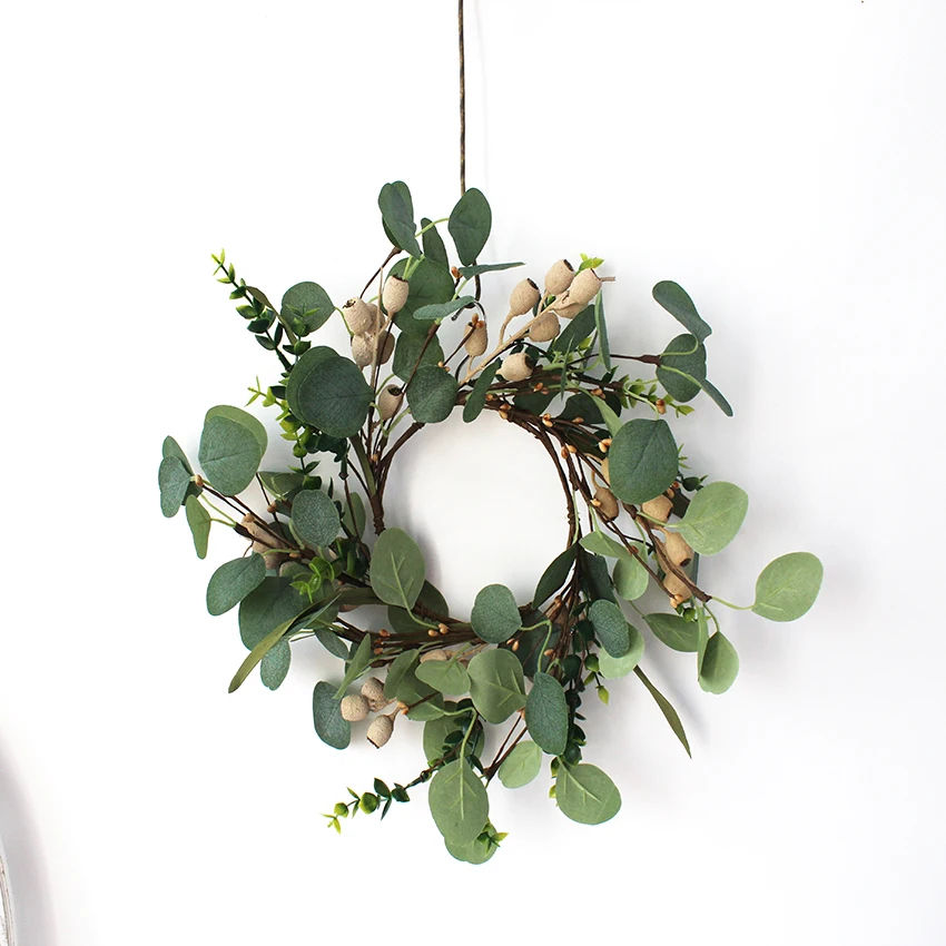 

Artificial Green Eucalyptus Leaves With Berr Greenery Wreath for Front Door Wall Suitable for All Seasons Festivals Farmhous