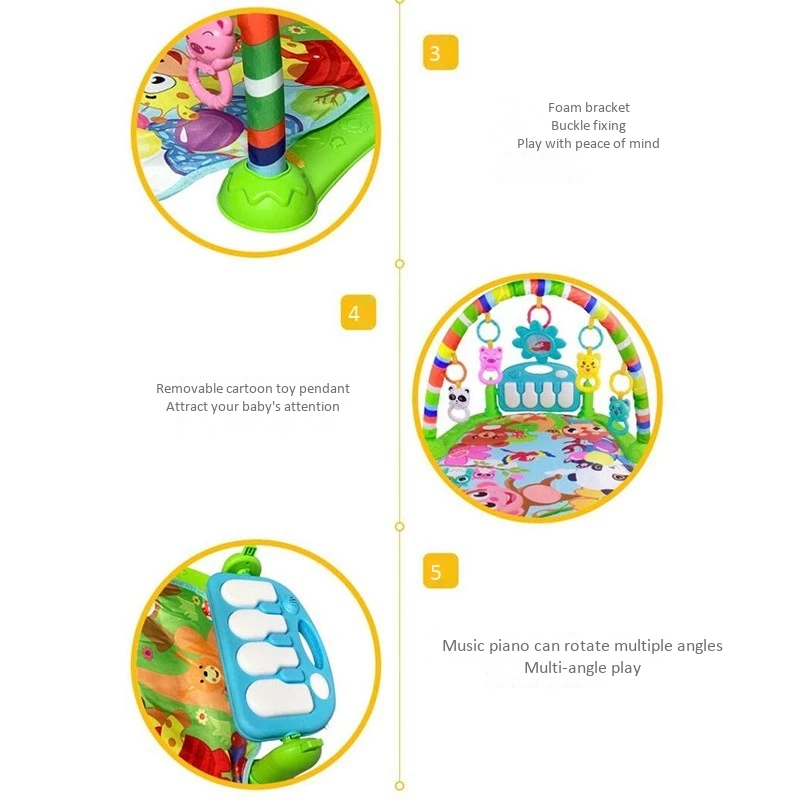

Baby Play Music Mat Carpet Toys Kid Crawling Game with Piano Keyboard Infant Rug Early Education Rack Toy