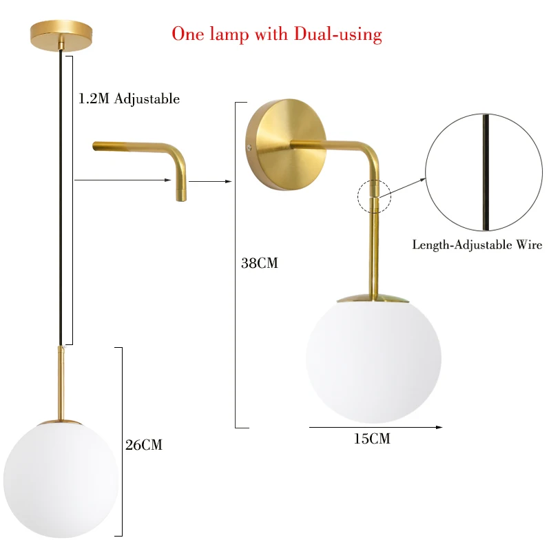 

Nordic bedside pendant lamp modern minimalist dining room bar aisle lamp bedroom glass ball small pendant light