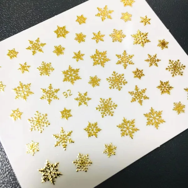 2 pieces gold snow Новейший 3d стикер для дизайна ногтей, hanyi-247-248, Рождественский шаблон для ногтей, Переводные картинки, инструменты для украшения ногтей - Цвет: 2 pieces gold snow