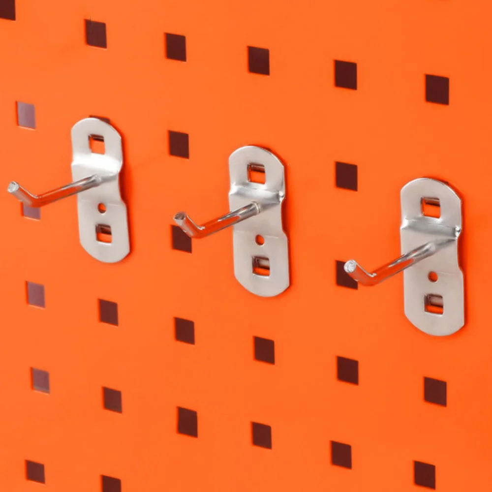 

10PCS Tool Hanging Hook Metal Display Rack Metal Shop Goods Shelf Hooks Thickening Square Hole Plate Tool Hooks Household Kitche