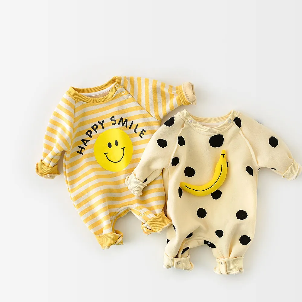 

Yg brand children's wear spring and autumn new baby long creeping suit cute smiling face cartoon long sleeve round neck Jumpsuit