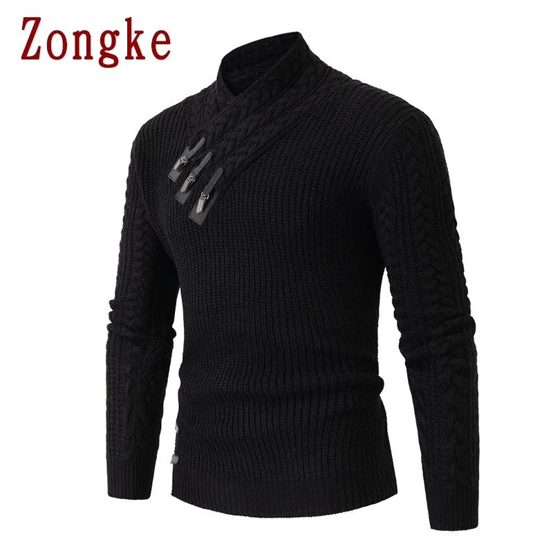 

Zongke Winter Sweater Mens Jumpers Sweaters For Men Vintage Men Clothing M-2XL 2021 Autumn Winter New Arrivals