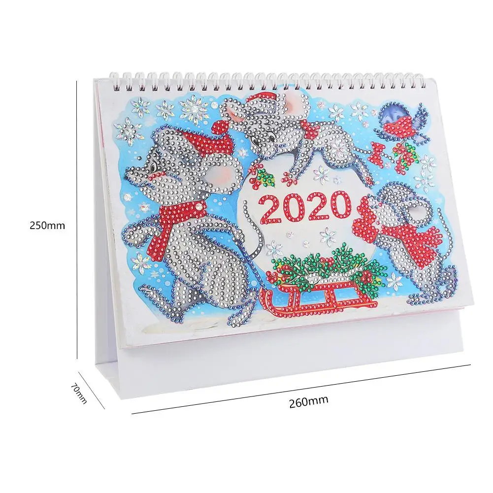 

DIY Drill Calendar 2020 Xmas Mouse Special Shape Diamond Painting Schedule Planner Table Ornament Home Bedroom Decoration Craft
