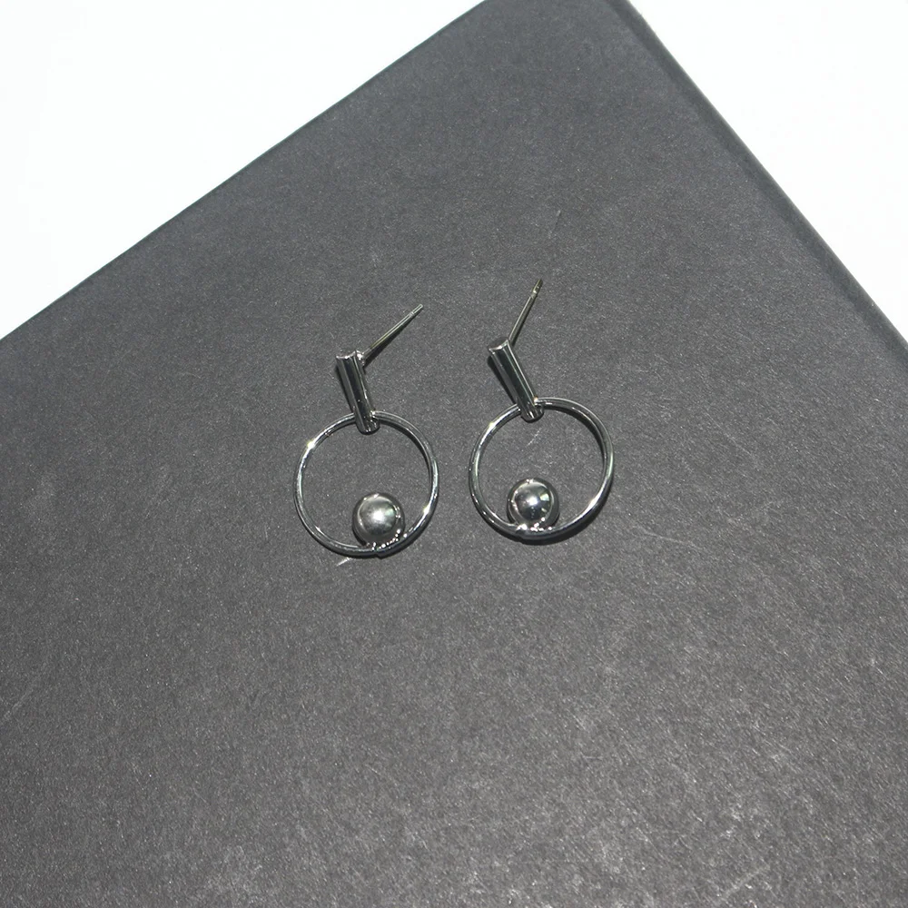 

New Fashion Simple Geometric Round Metal Sliver Color Drop Earrings For Women Lovers Stud Ear jewelry Gift Accessories