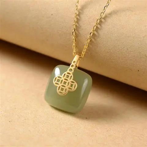 

Original S925 Sterling Silver Gilding Hetian White Jade Creative All-Match New Classical Coin Temperament Ladies' Pendant Pendan