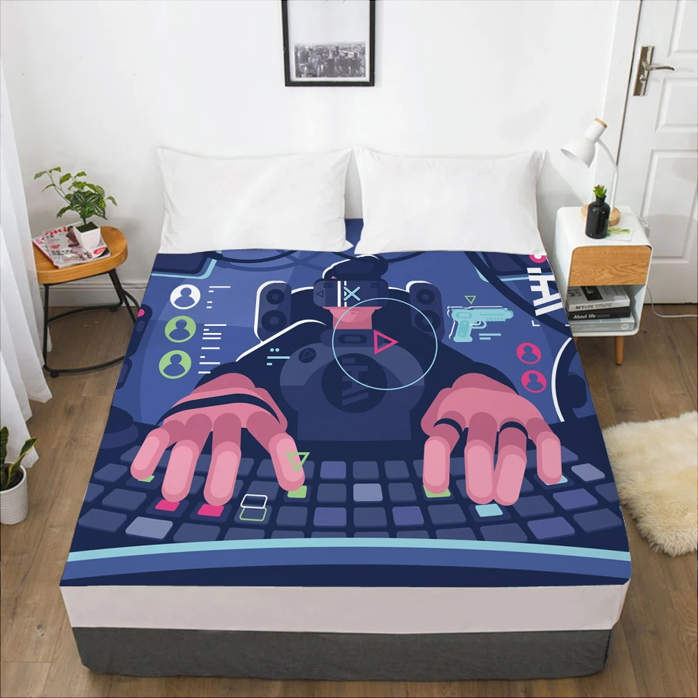 

Cartoon Gamepad Children's Elastic fitted sheet bed sheet With An Elastic Band Mattress Cover Bed cover for kids baby Big hand
