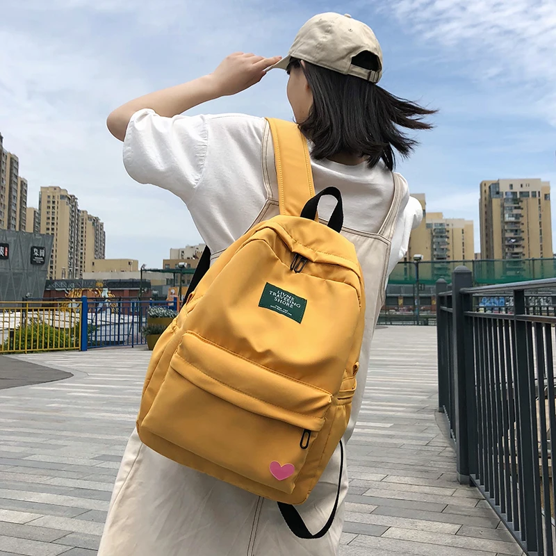 Модный рюкзак водонепроницаемый женский сумка на плечо однотонная школьная для