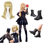 Костюмы для косплея аниме Death Note Миса Амане, пикантные топы-трубы из искусственной кожи, кружевное платье, Униформа, Одежда для ролевых игр, обувь с париком