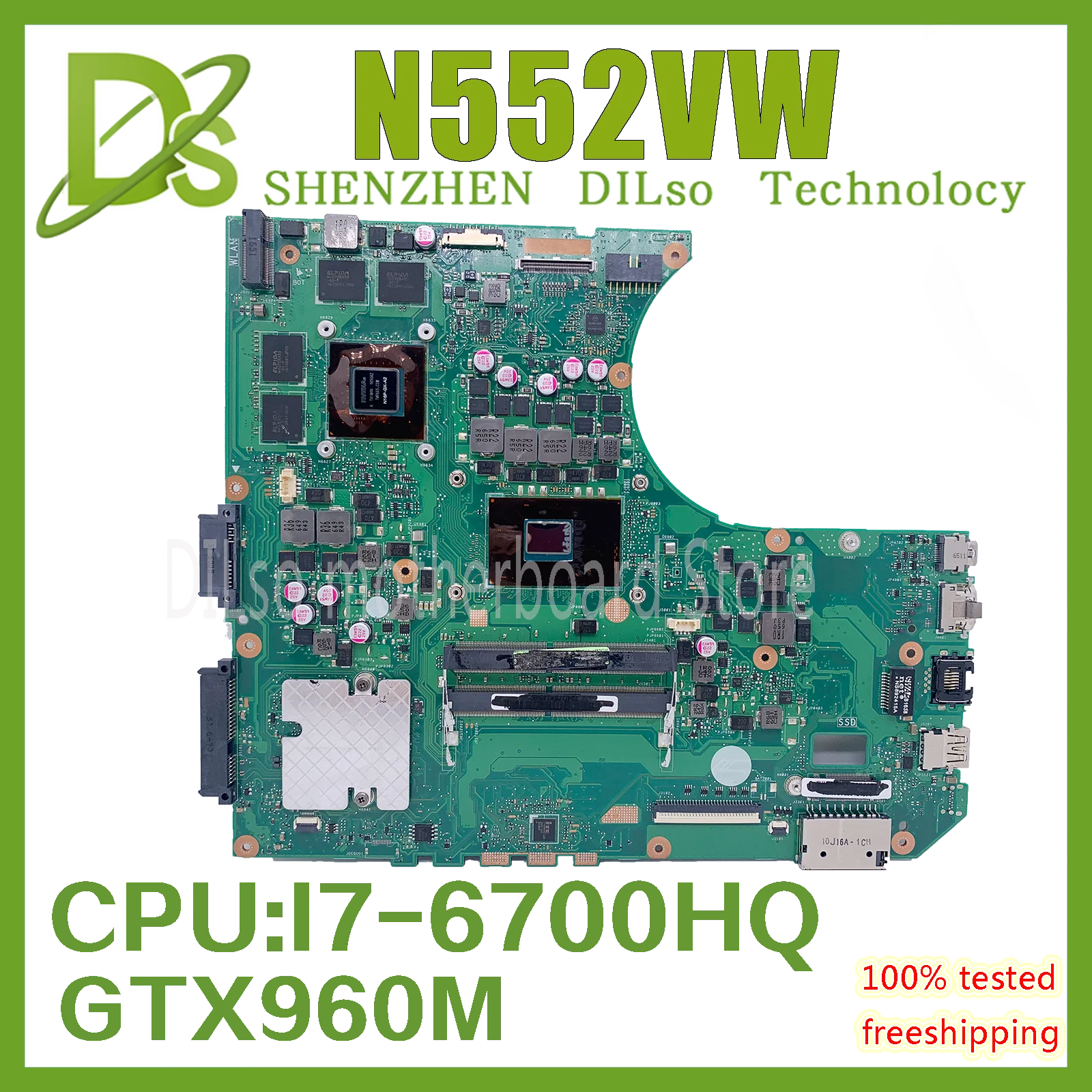 

Оригинальная материнская плата N552VW подходит для ноутбука ASUS VivoBook Pro N552VW N552VX с процессором I7-6700HQ GTX960M100 % тест хорошо работает