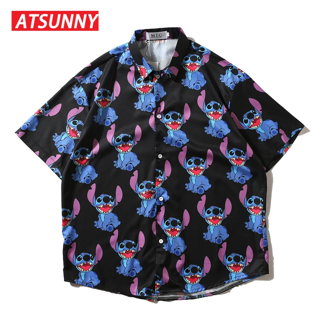 

Летняя гавайская рубашка с коротким рукавом и принтом ATSUNNY Stitch