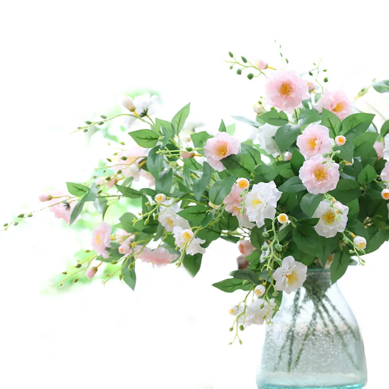 

Artificial Plastic Rose Flowers White Wedding Home Decoration Long Bouquet Fake Flowers Outdoor Garden Decor for Wall Backdrop