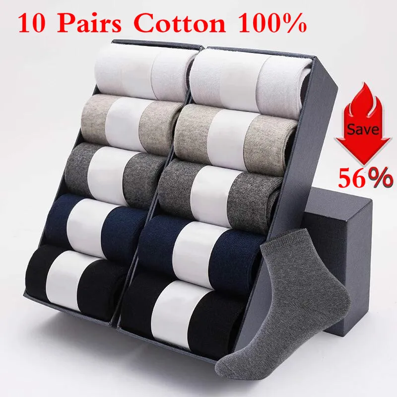 

10 Pairs / Lot Men's Cotton Socks 2021 New styles Men Socks Black Business Breathable Spring Summer for Male Size (38-45)