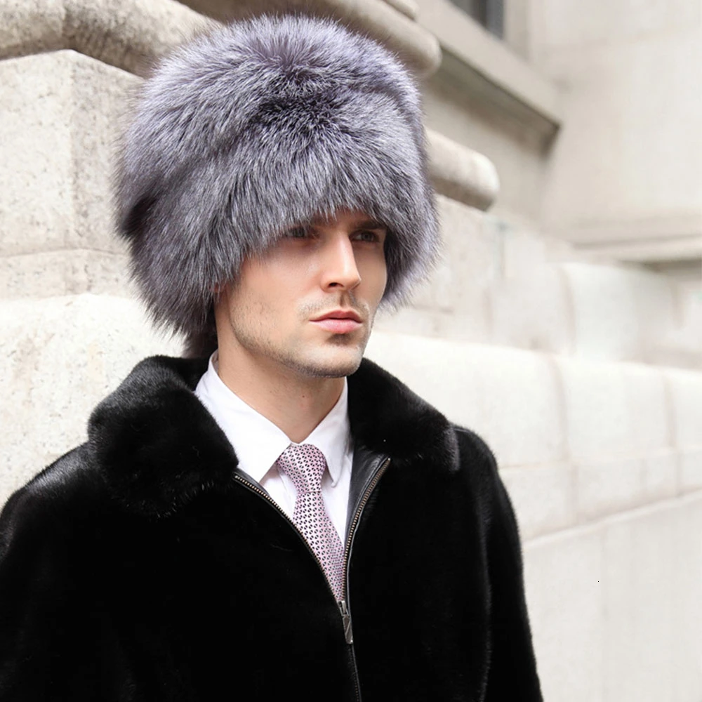 Мужская шапка из натурального меха енота Лисьего модные теплые шапки с ушками