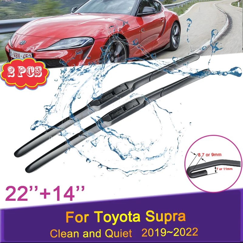 

Car Wiper Blades for Toyota Supra J29 2019 2020 2021 2022 Two Front Windshield Frameless Snow Scraping Balck Rubber Accessories