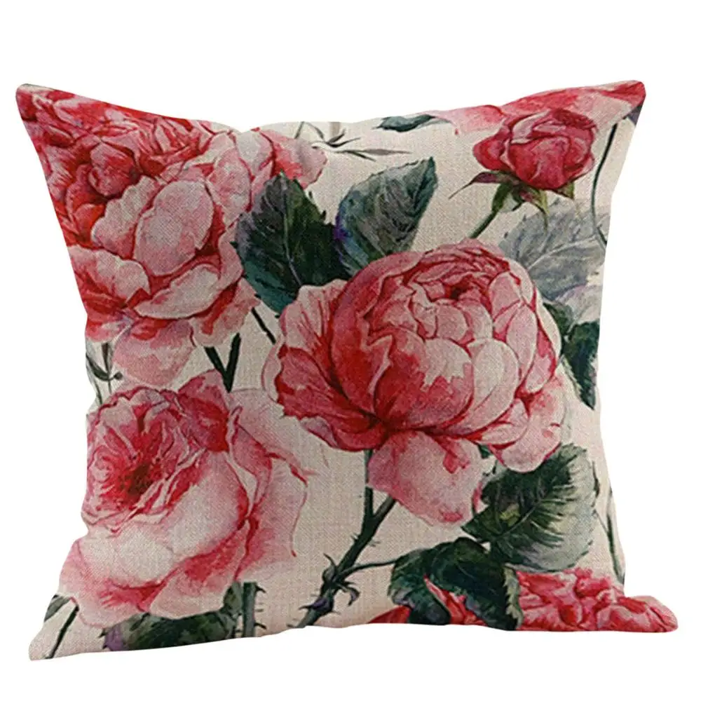 Винтажная хлопковая льняная декоративная наволочка 45*45 см | Дом и сад