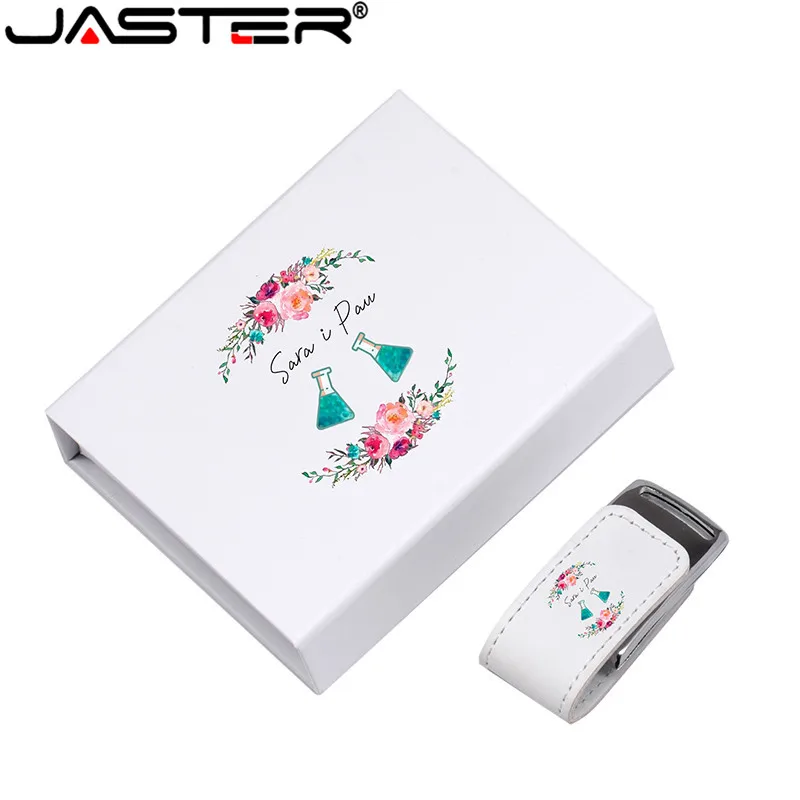 JASTER (более 10 шт. бесплатный логотип) USB 2 0 белая кожа + коробка флэш накопитель usb 4