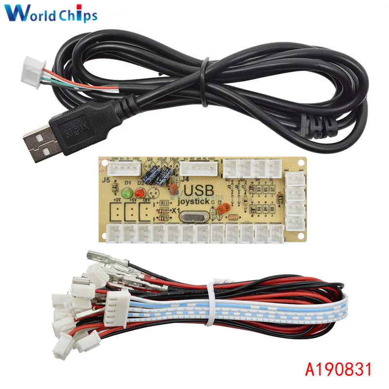Нулевая задержка Arcade USB-кодировщик PC для джойстика и кнопки для контроля MAME Fight Stick Circuit Board DIY Game Kit Parts on.