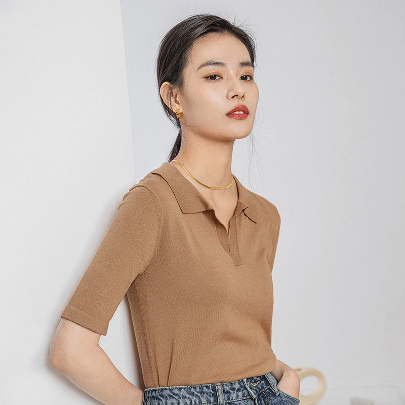 Новое поступление: Универсальная вязаная одежда с короткими рукавами отложным