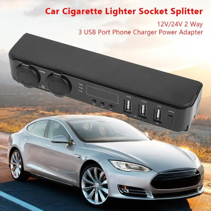 12 V/24 V 2 Way розетка для автомобильного прикуривателя Разветвитель USB зарядное устройство адаптер Прямая поставка