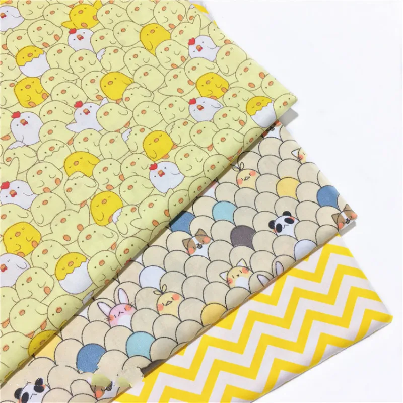Желтая панда курица хлопок саржевая ткань с принтом Детская текстильная Tecido