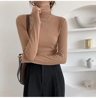 2021 new autumn winter knitting slim turtleneck sweater solid bottoming long sleeve minimalist women pullover jumper